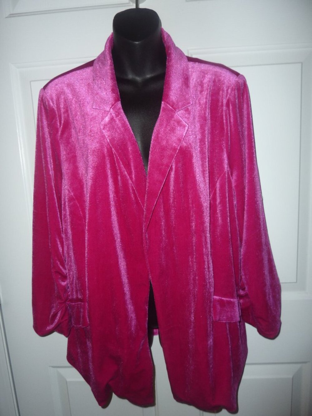 NWT Skies Are Blue Curvy Fuchsia Velveteen Blazer Jacket Size 2X
